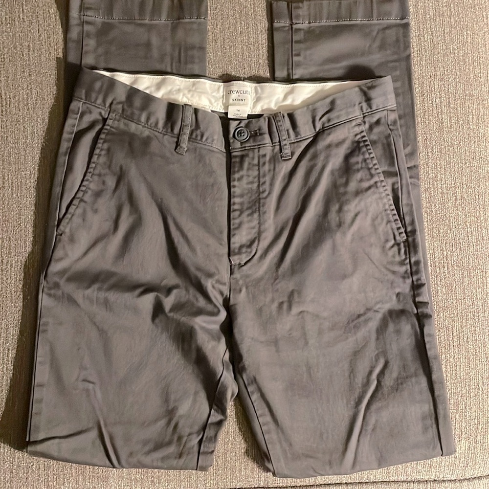 Boys Gray Dress Pant Skinny Straight Sz14